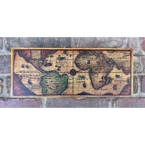 Golden Vintage Japanese World Map Wooden Jewelry Box